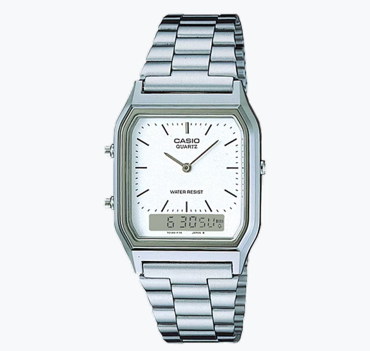 Silver with white dial