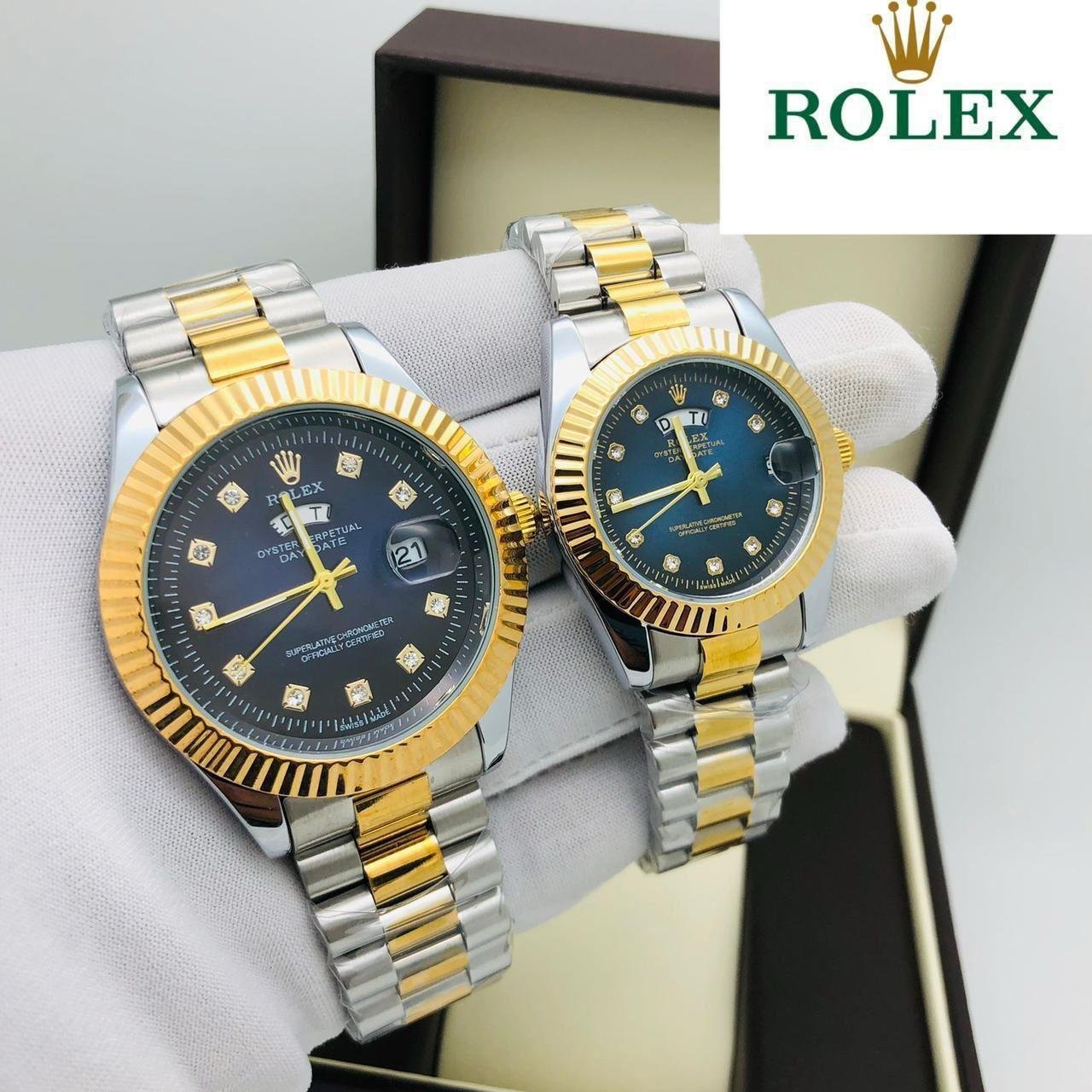 Silver Gold with Blue Dial