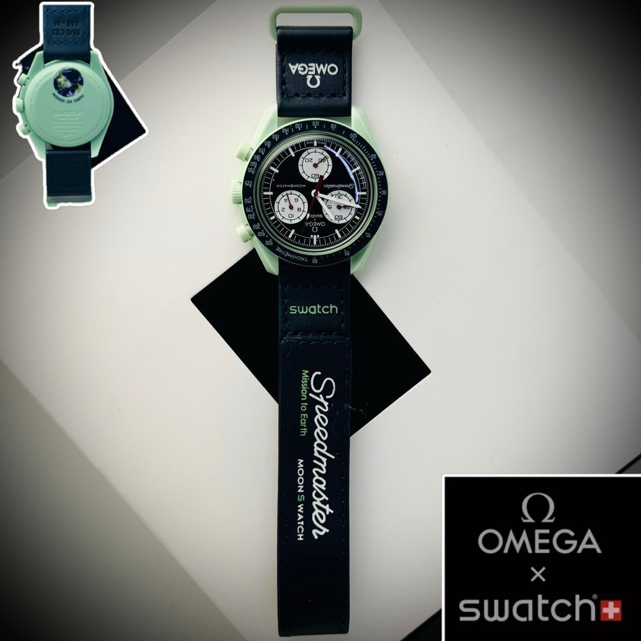 black strap green dial