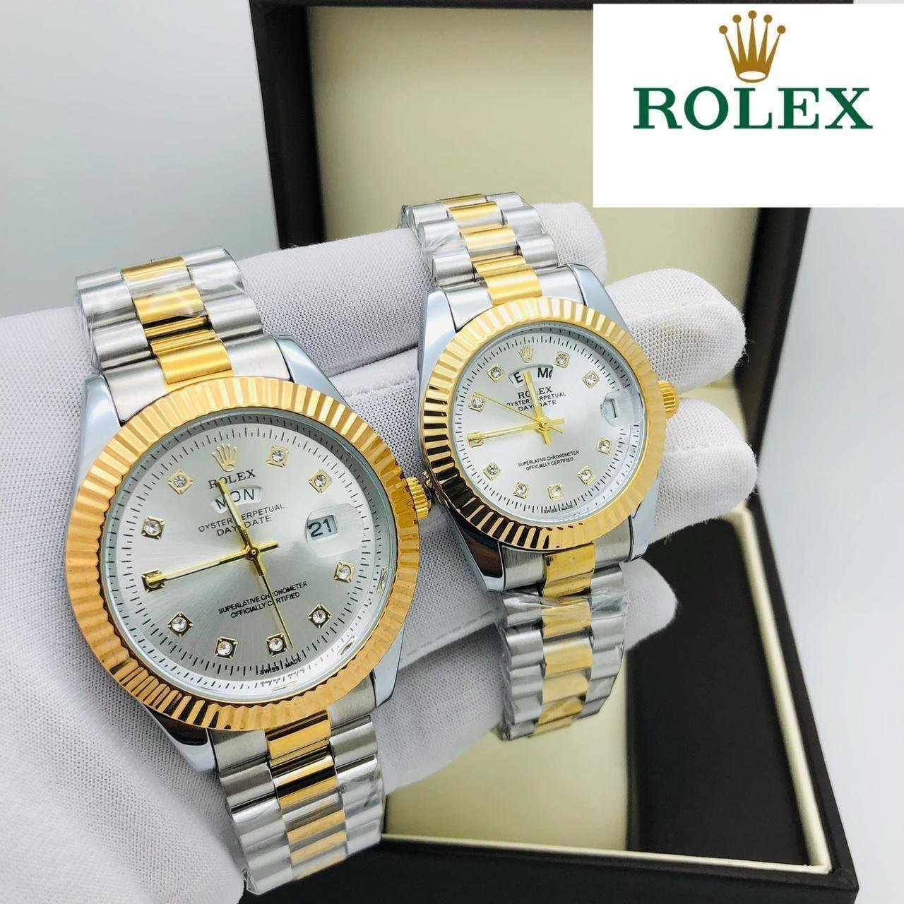 SILVER CHAIN GOLD RING WHITE DIAL