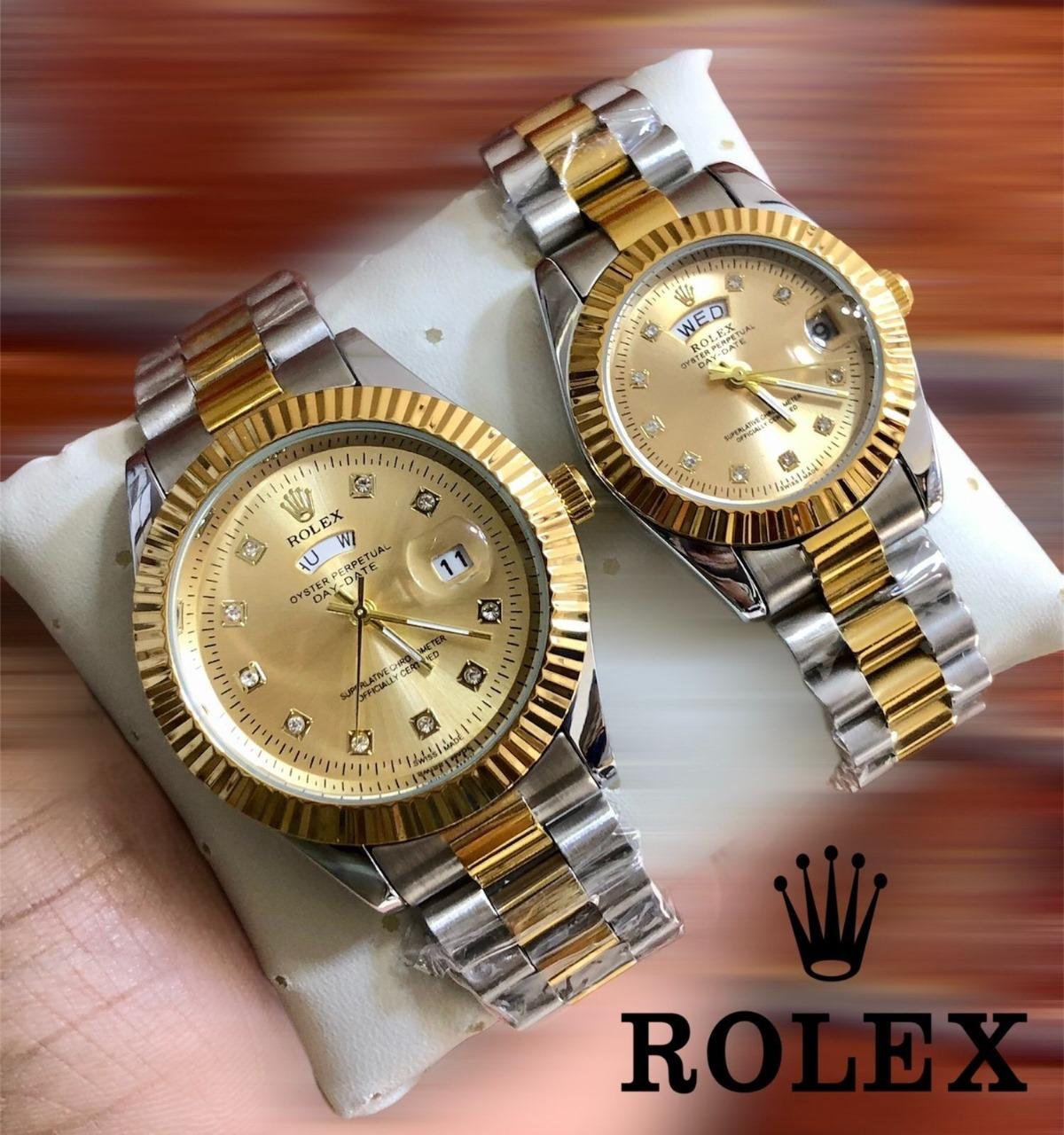 silver gold chain gold ring gold dial