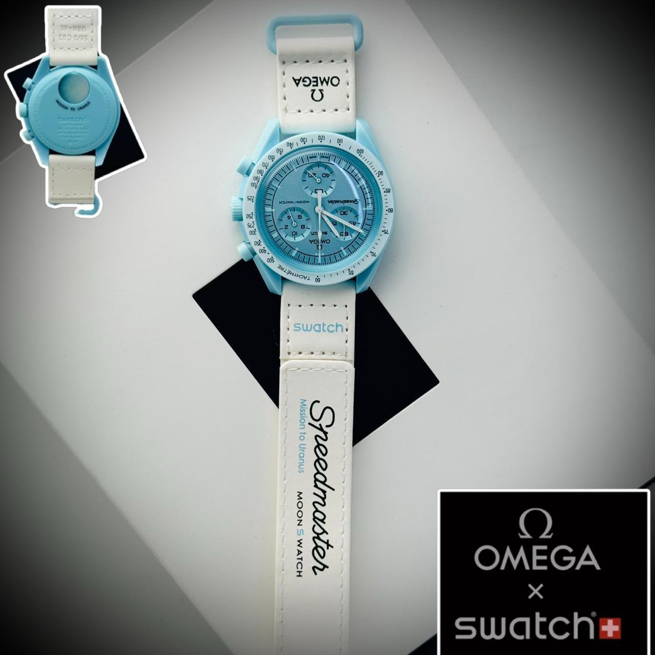 white strap sky blue dial